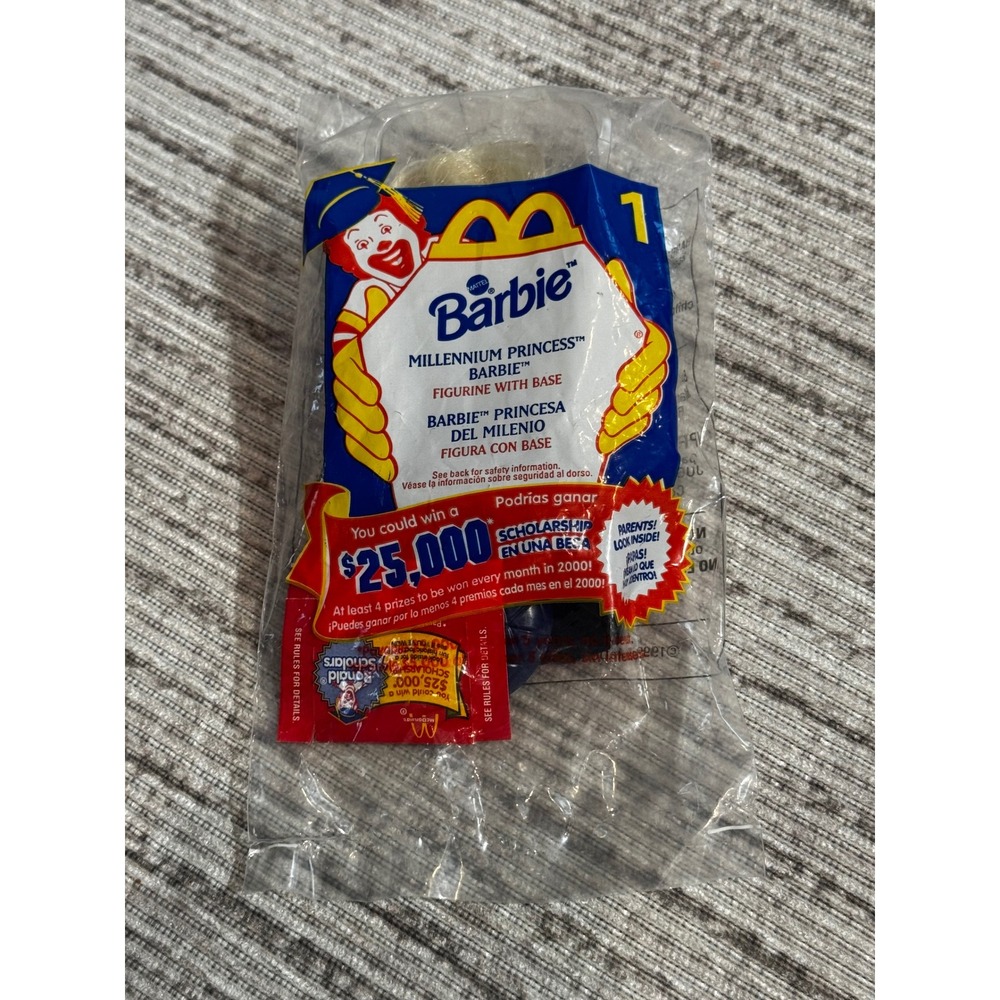 Vintage 1999 McDonalds Happy Meal Millennium Princess Barbie Figurine Toy #1 New